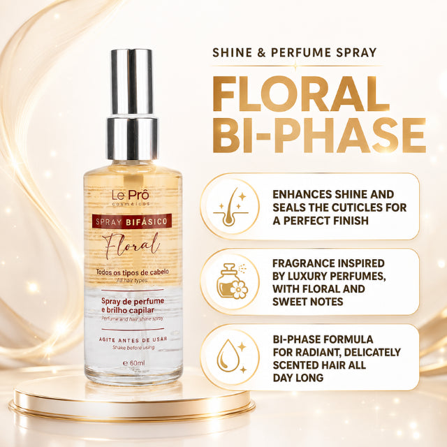 Le Prö Bifásico Floral Shine & Perfume Hair Spray 2.03 fl oz (60 ml) Brazilian Biphasic Mist – Buy now at MKPBR.COM – Worldwide Shipping