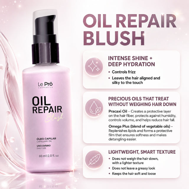 Le Prö Blush Oil Repair Nourishing Hair Oil 2.03 fl oz (60 ml) Brazilian Perfumed Mist – Buy now at MKPBR.COM – Worldwide Shipping