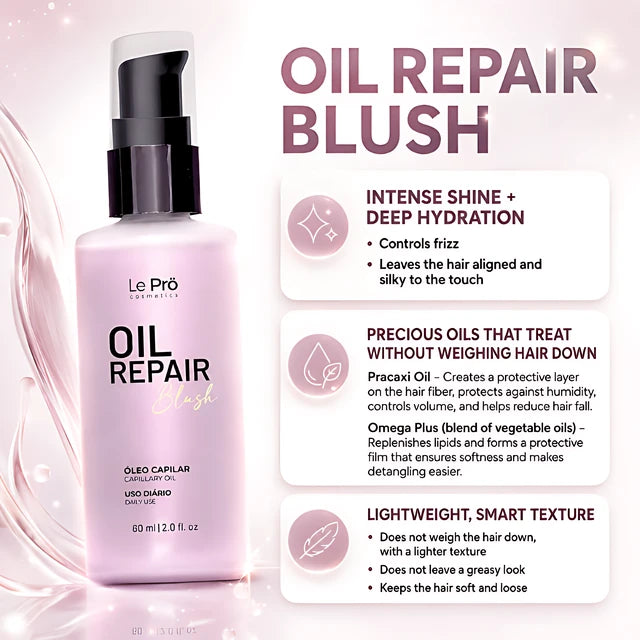 Le Prö Blush Oil Repair Nourishing Hair Oil 2.03 fl oz (60 ml) Brazilian Perfumed Mist – Buy now at MKPBR.COM – Worldwide Shipping