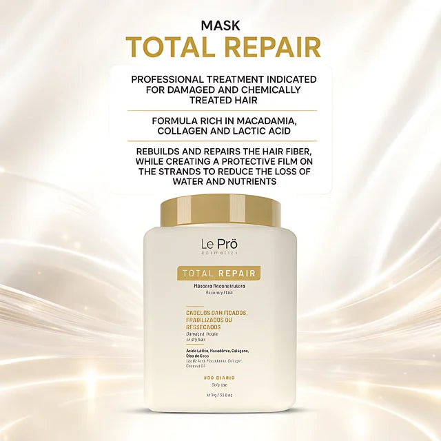 Le Prö Hair Care Schedule Kit including Total Repair, Hidrate Repair, and Nutri Force – Buy now at MKPBR.COM – Worldwide Shipping