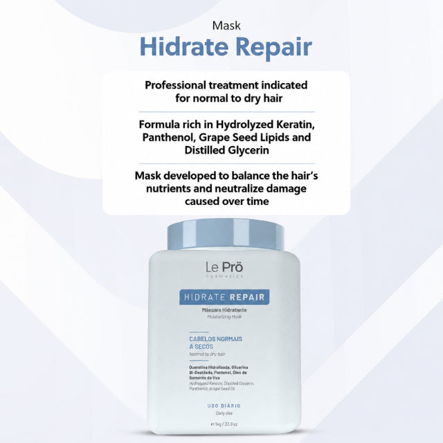 Le Prö Hidrate Repair Deep Hydration Mask Authentic Brazilian Professional Care – Buy now at MKPBR.COM – Worldwide Shipping