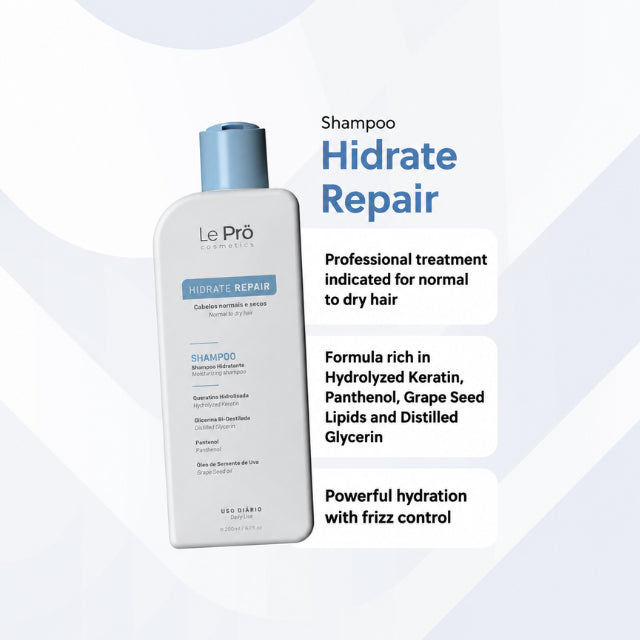 Le Prö Hidrate Repair Deep Hydration Shampoo 10.14 oz Brazilian Daily Cleanser – Buy now at MKPBR.COM – Worldwide Shipping