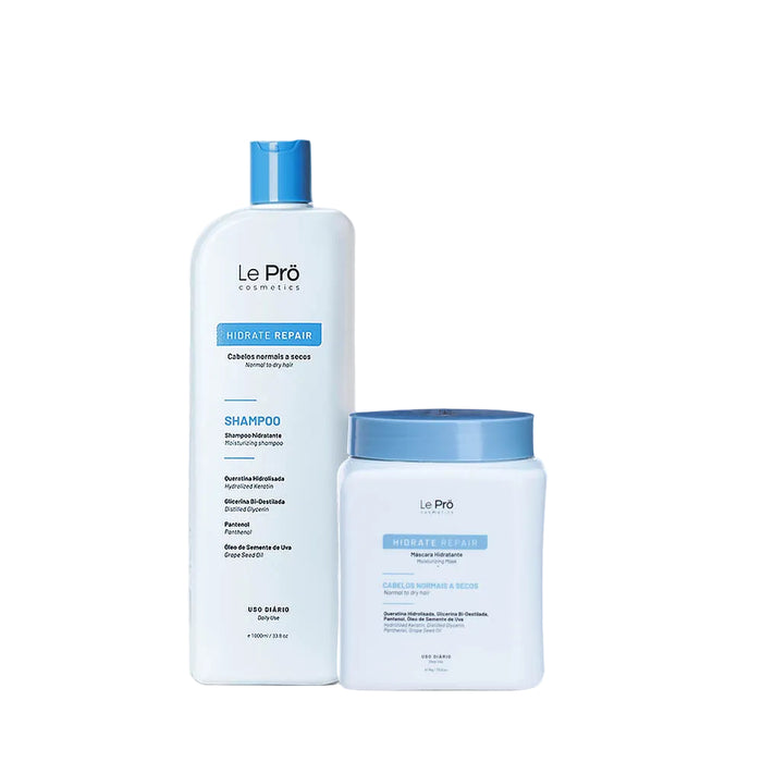 Le Prö Hidrate Repair hydration kit with 1L shampoo and 1kg mask – Buy now at MKPBR.COM – Worldwide Shipping