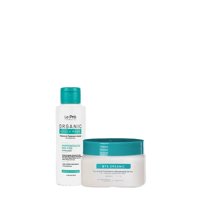 Le Prö Organic Single Pass 110ml + Organic Reconstruction Mask 300g Brazilian hair care kit – full kit packaging – Buy now at MKPBR.COM – Worldwide Shipping