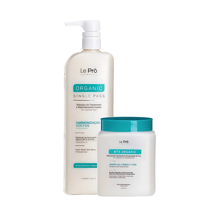 Le Prö Organic Single Pass 1L + Organic Reconstruction Mask 1kg Brazilian hair care kit – full kit packaging – Buy now at MKPBR.COM – Worldwide Shipping