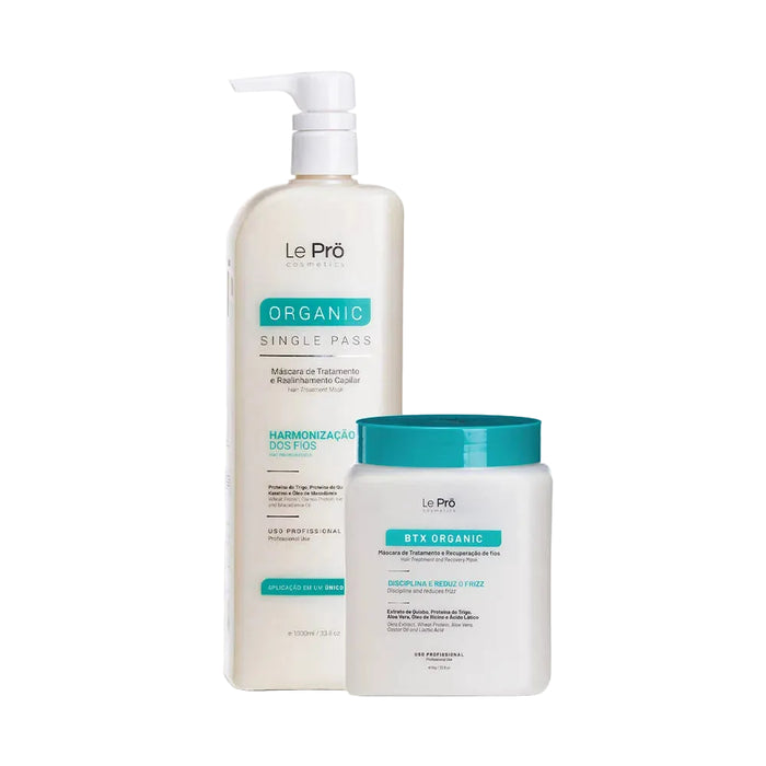 Le Prö Organic Single Pass 1L + Organic Reconstruction Mask 1kg Brazilian hair care kit – full kit packaging – Buy now at MKPBR.COM – Worldwide Shipping