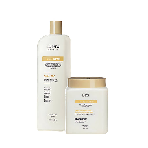 Le Prö Total Repair reconstruction kit with 1L shampoo and 1kg mask – Buy now at MKPBR.COM – Worldwide Shipping