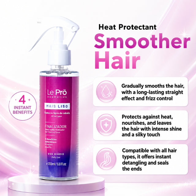 Le Prö Mais Liso Smoother Heat-Protectant Finisher 6.76 fl oz (200 ml) Progressive Smoothing Effect – Buy now at MKPBR.COM – Worldwide Shipping