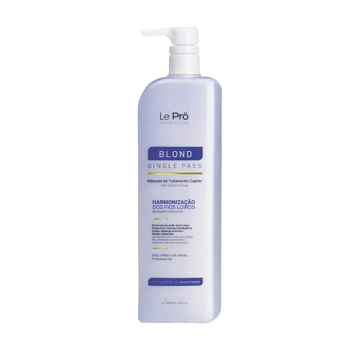 Le Pro Blond Single Pass Brazilian smoothing hair mask for blonde hair 1 L bottle – Buy now at MKPBR.COM – Worldwide Shipping