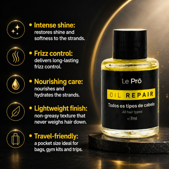 Le Prö Oil Repair Travel-Size Nourishing Hair Oil 0.24 fl oz (7 ml) Brazilian Pocket Oil – Buy now at MKPBR.COM – Worldwide Shipping