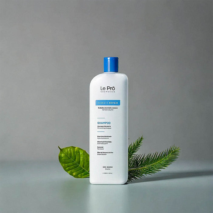 Le Prö Hidrate Repair Shampoo 1 L bottle label detail – Buy now at MKPBR.COM – Worldwide Shipping