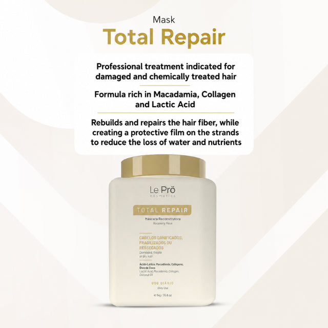 Le Prö Total Repair Reconstruction Mask Authentic Brazilian Professional Formula – Buy now at MKPBR.COM – Worldwide Shipping
