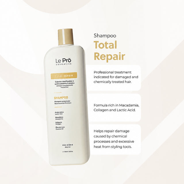 Le Prö Total Repair Reconstruction Shampoo 10.14 oz Brazilian Hair Care – Buy now at MKPBR.COM – Worldwide Shipping