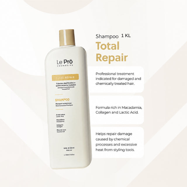 Le Prö Total Repair Reconstruction Shampoo Authentic Brazilian Professional Formula – Buy now at MKPBR.COM – Worldwide Shipping