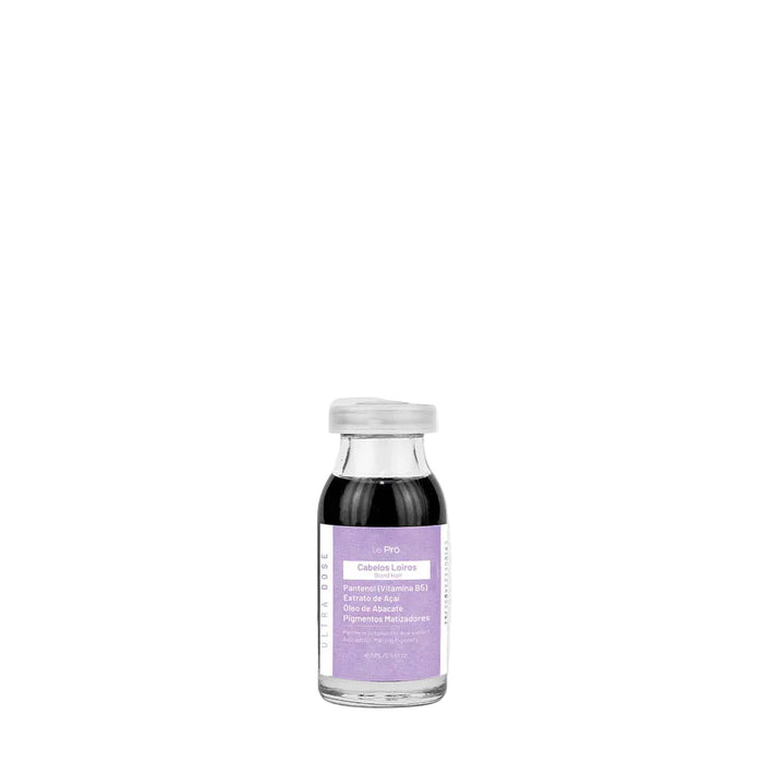 Le Prö Ultradose Blond Brazilian single-dose toning hair ampoule 15 ml front view – Buy now at MKPBR.COM – Worldwide Shipping