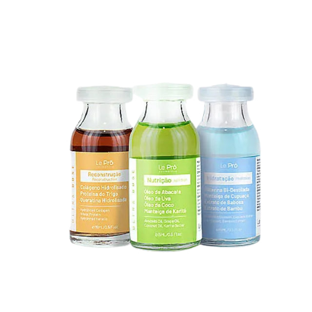 Le Prö Ultradose Treatment Ampoules Brazilian Hair Care Kit 3-Piece Set – Buy now at MKPBR.COM – Worldwide Shipping
