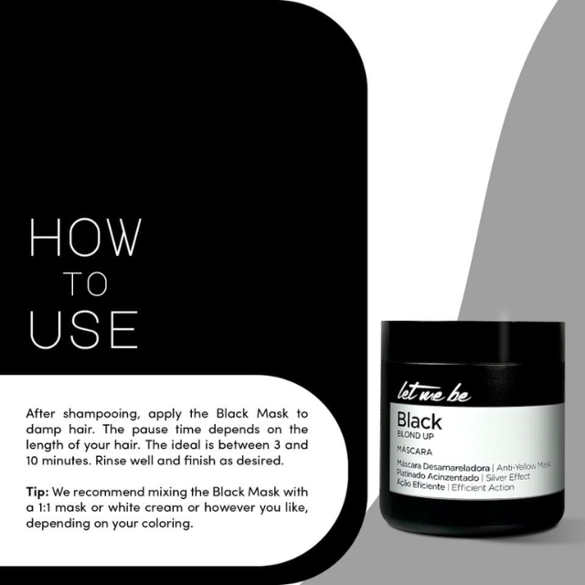 Let Me Be Black Blond Up Expert Toning Mask Ash Platinum Effect 17.64 oz (500 g) for professional neutralization – Buy now at MKPBR.COM – Worldwide Shipping