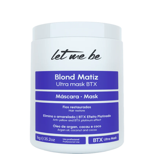 Let Me Be Btx Blond Matiz Matizador Ultra Mask 35.2 oz (1kg) professional size for blonde toning – Buy now at MKPBR.COM – Worldwide Shipping