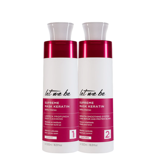 Let Me Be Supreme Keratin Kit Step 1 and 2 in 16.9 fl oz (500ml) for deep hair reconstruction – Buy now at MKPBR.COM – Worldwide Shipping
