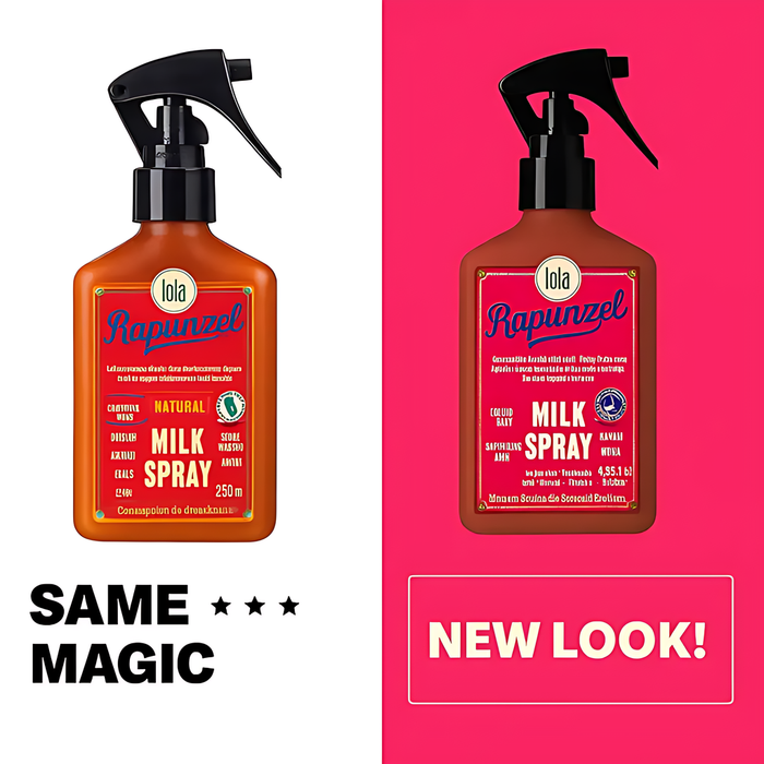 Front view of Lola Cosmetics Rapunzel Milk Leave-in Spray 250ml showing the label and spray nozzle, perfect for daily hair hydration - mkpbr.com