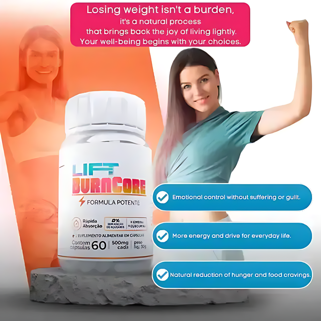 Lift BurnCore Natural Weight Management Support Supplement with women, highlighting benefits like emotional control and increased energy – Buy now at MKPBR.COM – Worldwide Shipping