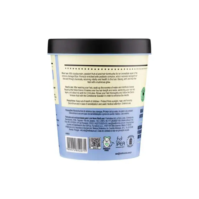 Lola From Rio Danos Vorazes mask for silky touch, frizz control, and easy detangling. English Label – Buy now at MKPBR.COM – Worldwide Shipping