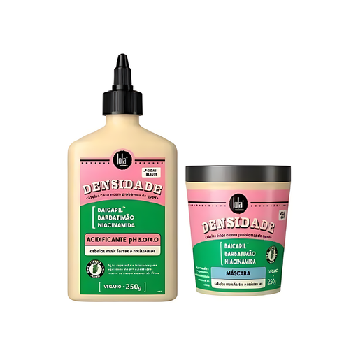 Lola From Rio Densidade Hair Strength & pH Balance Kit: Restorative Mask (8.11 oz) and Acidifying Treatment (8.82 oz) – Buy now at MKPBR.COM – Worldwide Shipping