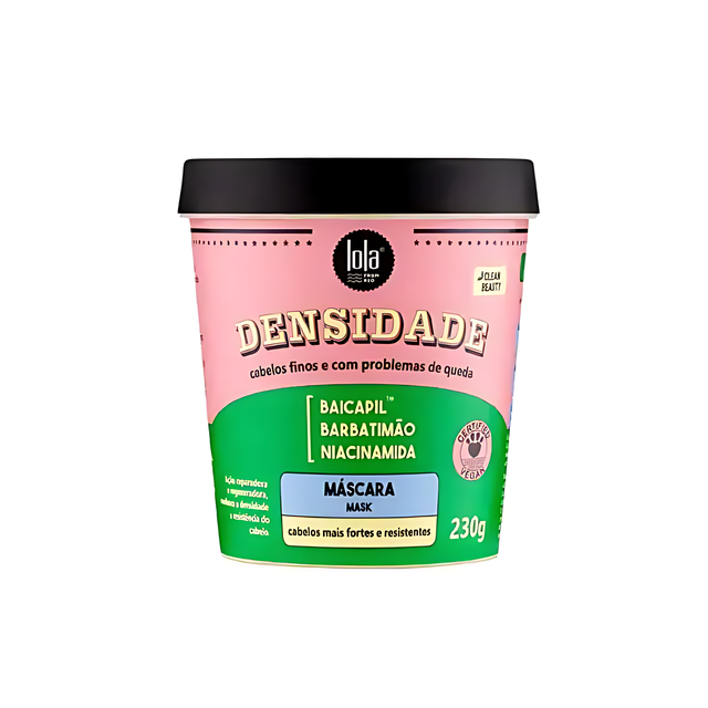 Lola From Rio Densidade Restorative Hair Mask front product shot for thin, weak hair, with Baicapil, Barbatimão, Niacinamida, Clean Beauty – Buy now at MKPBR.COM – Worldwide Shipping