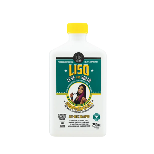Lola from rio liso, leve e solto anti-frizz shampoo for straight hair 8.45 oz 250ml bottle front view–buy now at mkpbr.com–worldwide shipping