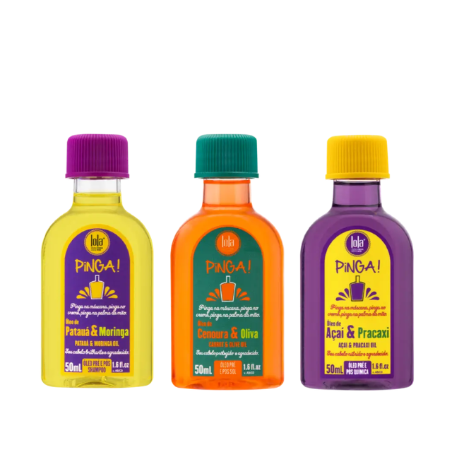 Lola From Rio Pinga Trio Collection set of three 50ml Brazilian hair oils – Buy now at MKPBR.COM – Worldwide Shipping