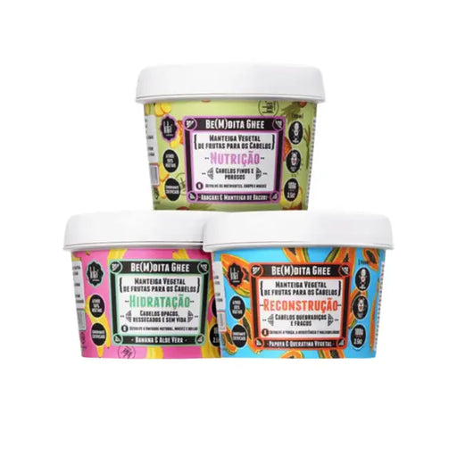 Lola From Rio Be(M)dita Ghee Cronograma Trio Kit: Hydration, Nutrition, Reconstruction Hair Butters 3x 3.52 oz – Buy now at MKPBR.COM – Worldwide Shipping