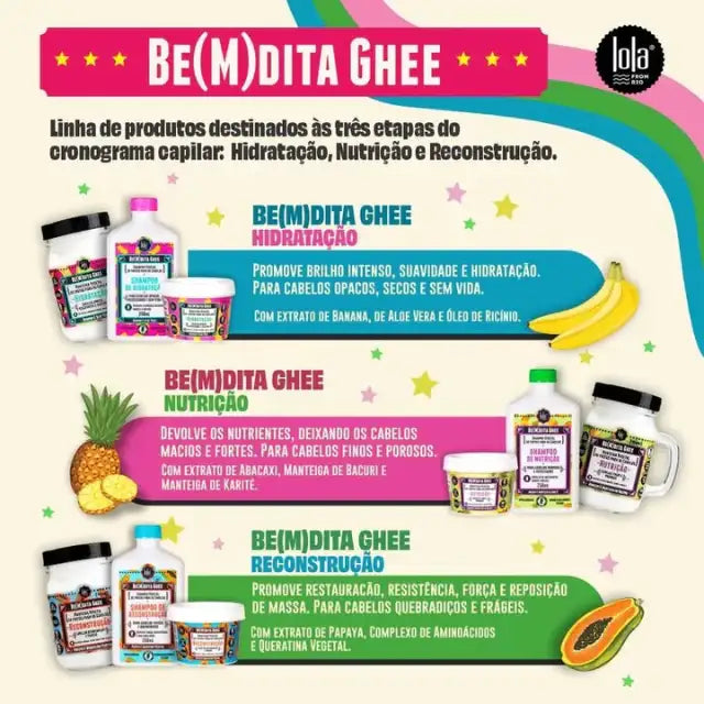 Lola From Rio Be(M)dita Ghee Cronograma: Hydration, Nutrition &  Reconstruction Hair Butters, 3 x 3.52 oz (100g)