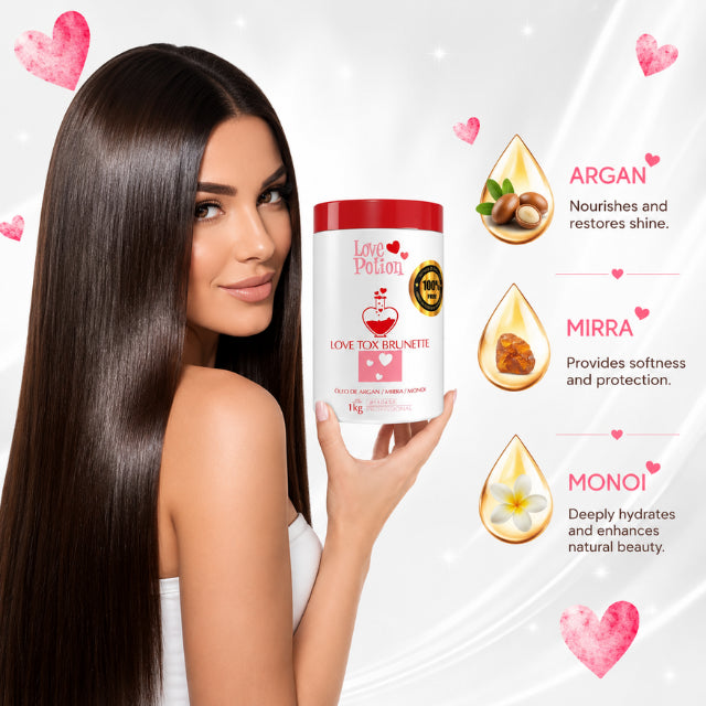 Love Tox Brunette with Argan Mirra and Monoi Oils – Buy now at MKPBR.COM – Worldwide Shipping
