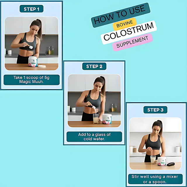 Magic Muuh Bovine Colostrum & Creatine Wellness Powder - Pink Lemonade - Simple steps for preparing your delicious wellness drink – Buy now at MKPBR.COM – Worldwide Shipping