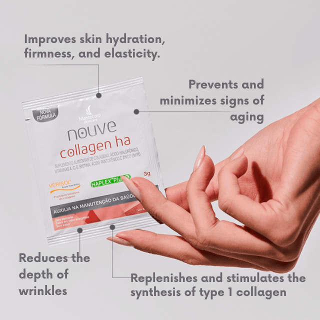 Official Mantecorp Nouve Collagen HA Brazilian packaging for global delivery – Buy now at MKPBR.COM – Worldwide Shipping