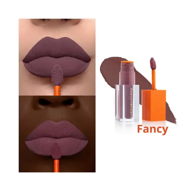 Mari Maria Makeup Creamy Matte Liquid Lipstick Fancy - A medium mauve brown with a hint of gray for modern elegance – Buy now at MKPBR.COM – Worldwide Shipping