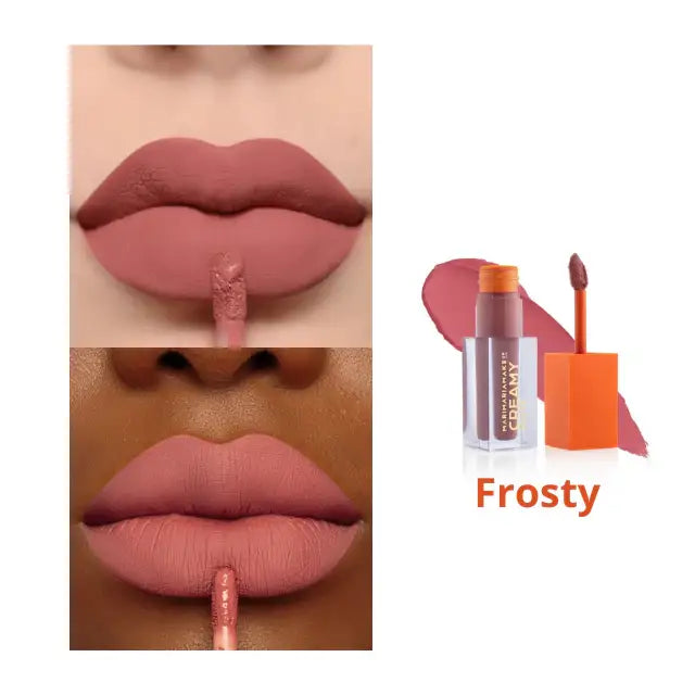Mari Maria Makeup Creamy Matte Liquid Lipstick Frosty - A brown nude with pinkish tones for a versatile, natural enhancement – Buy now at MKPBR.COM – Worldwide Shipping