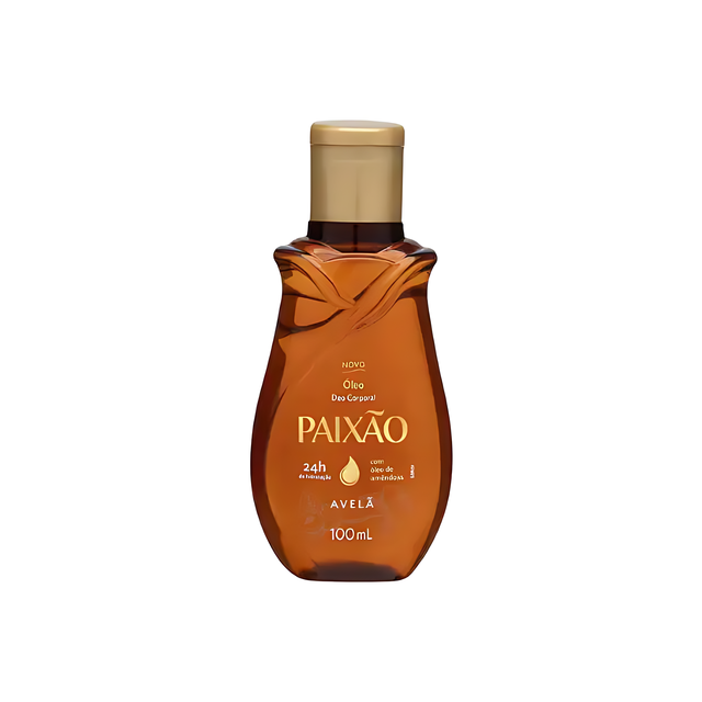 Front view of Paixão Avelã (Hazelnut) deodorant body oil 100ml