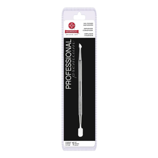 Mundial 371M Professional Cuticle Pusher & Scraper Spatula stainless steel double-ended – Buy now at MKPBR.COM – Worldwide Shipping