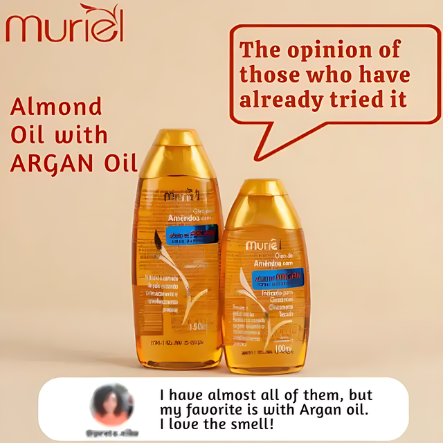 Muriel Almond & Argan Body Oil | Perfumed & Softening | 3.38 fl oz (100ml) - Product held in hand, conveying its ergonomic design and luxurious feel – Buy now at MKPBR.COM – Worldwide Shipping
