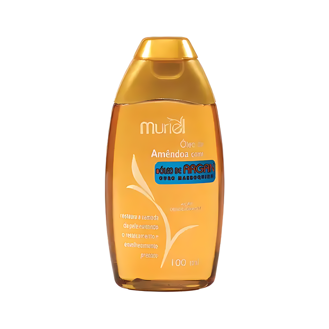 Muriel Almond & Argan Body Oil | Restorative, Anti-Aging & Protective Elixir | 3.38 fl oz (100ml) - Front view of the product packaging, highlighting its key features and elegant design – Buy now at MKPBR.COM – Worldwide Shipping