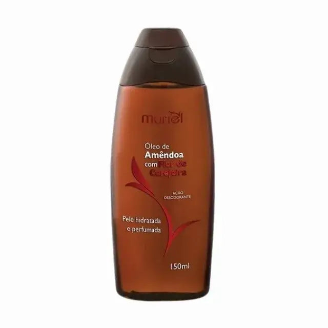Muriel Almond & Cherry Blossom Body Oil | Hydrating, Nourishing & Anti-Aging Elixir | 5.07 fl oz (150ml) - Front view of the product packaging, highlighting its key features and elegant design – Buy now at MKPBR.COM – Worldwide Shipping