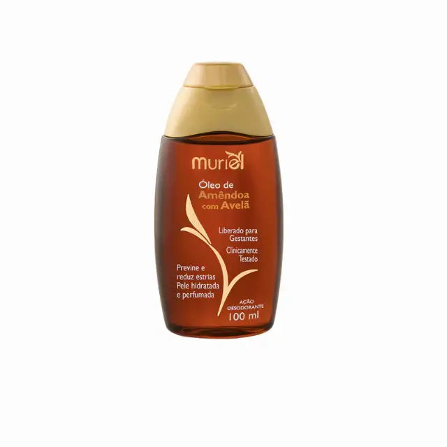 Muriel Almond & Hazelnut Body Oil | Hydrating & Antioxidant Skin Elixir |  100ml - Front view of the product packaging, highlighting its key features and elegant design for both sizes – Buy now at MKPBR.COM – Worldwide Shipping