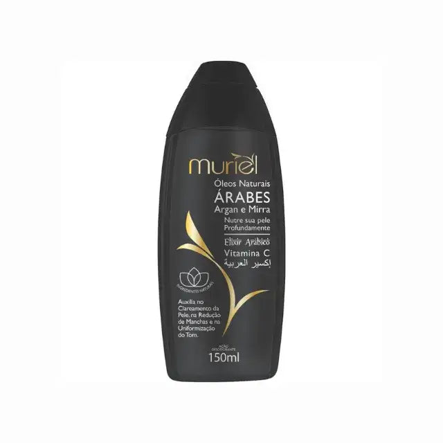 Muriel Arabian Natural Oils Body Oil (Argan & Myrrh) | Exotic Hydration, Elasticity & Protective Elixir | 5.07 fl oz (150ml) - Front view of the product packaging, highlighting its key features and elegant design – Buy now at MKPBR.COM – Worldwide Shipping