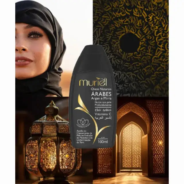 Muriel Arabian Natural Oils Body Oil (Argan & Myrrh) | Restores Barrier | 5.07 fl oz (150ml) - View highlighting ingredient information, focusing on its skin-enhancing properties – Buy now at MKPBR.COM – Worldwide Shipping
