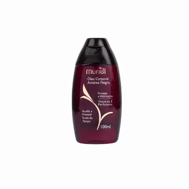 Muriel Black Plum Body Oil | Firming, Hydrating & Anti-Aging Elixir | 3.38 fl oz (100ml) - Front view of the product packaging, highlighting its key features and elegant design – Buy now at MKPBR.COM – Worldwide Shipping