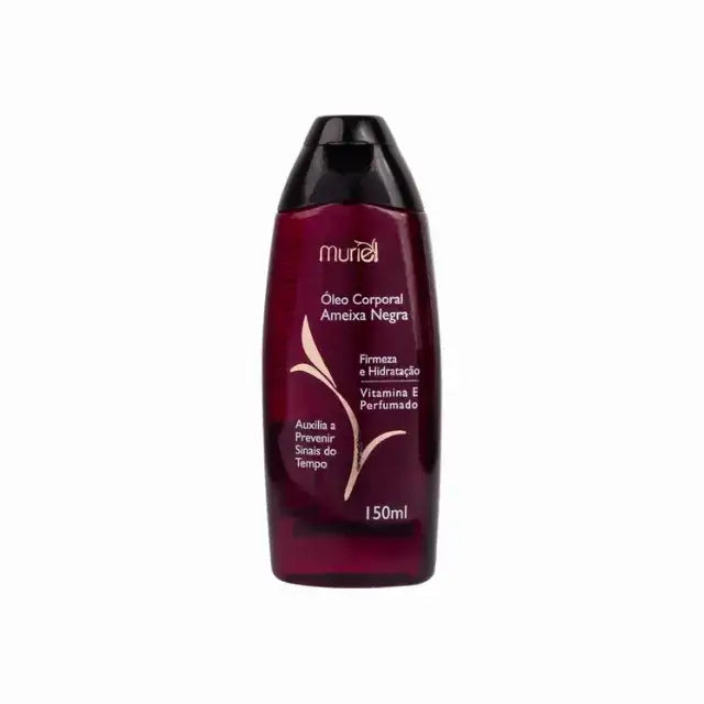 Muriel Black Plum Body Oil | Firming, Hydrating & Anti-Aging Elixir | 5.07 fl oz (150ml) - Front view of the product packaging, highlighting its key features and elegant design – Buy now at MKPBR.COM – Worldwide Shipping
