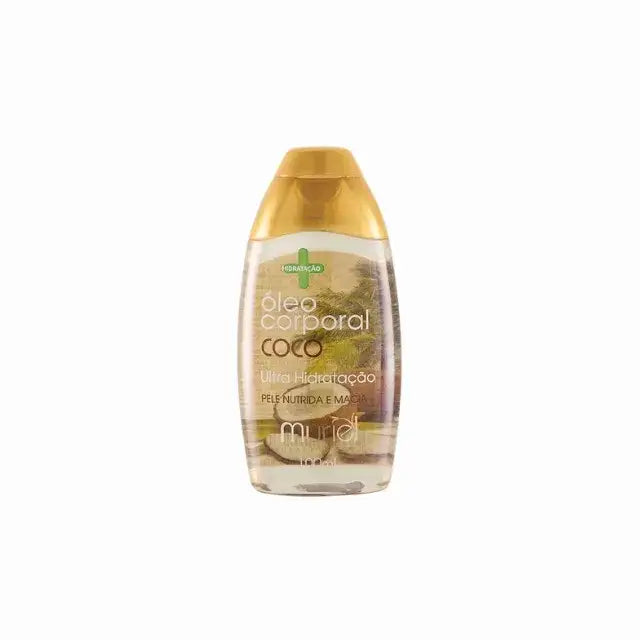 Muriel Coconut Body Oil | Ultra-Hydrating, Elasticity & Nourishing Elixir | 3.38 fl oz (100ml) - Front view of the product packaging, highlighting its key features and elegant design – Buy now at MKPBR.COM – Worldwide Shipping