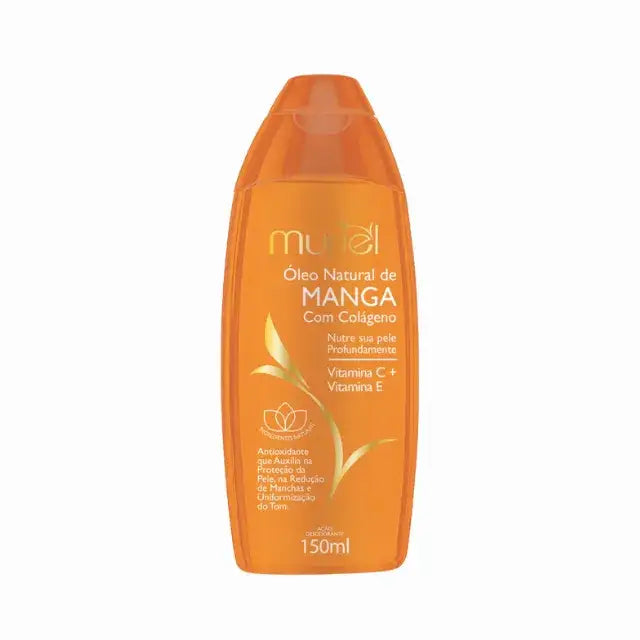 Muriel Mango with Collagen Body Oil | Tropical Hydration, Elasticity & Invigorating Elixir | 5.07 fl oz (150ml) - Front view of the product packaging, highlighting its key features and elegant design – Buy now at MKPBR.COM – Worldwide Shipping