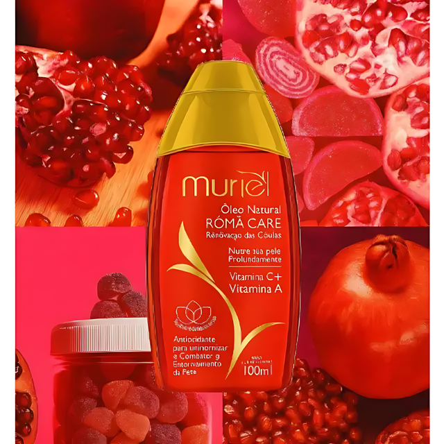 Muriel Pomegranate Care Body Oil | Non-Sticky Formula | 5.07 fl oz (150ml) - View highlighting ingredient information, focusing on its skin-enhancing properties – Buy now at MKPBR.COM – Worldwide Shipping